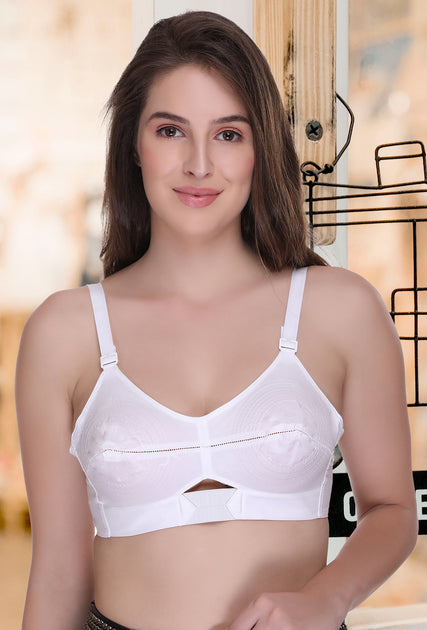 Sona Moving Cotton Strap Full Cup Non Padded White Plus Size Non Wired  Cotton Bra
