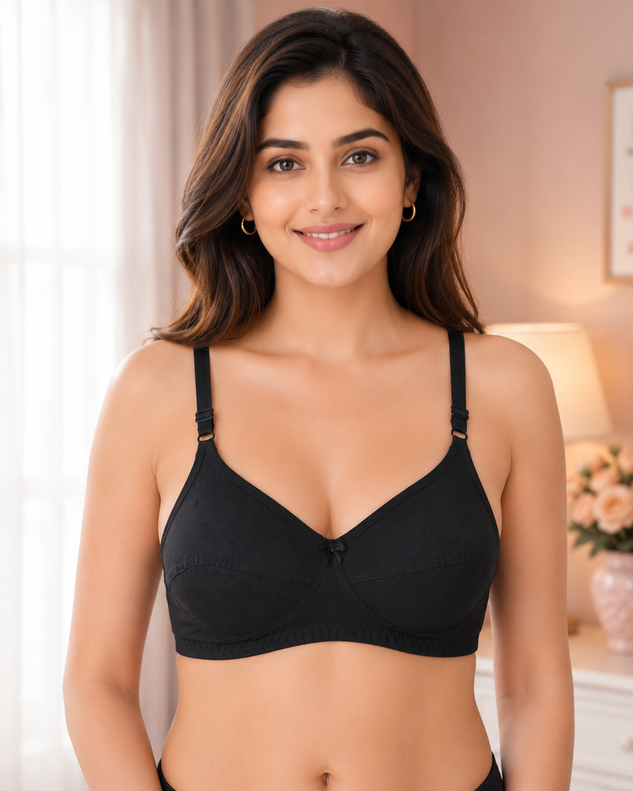 Sona C-108 Women Cotton Fabric Full coverage Non padded Non wired Cotton Bra