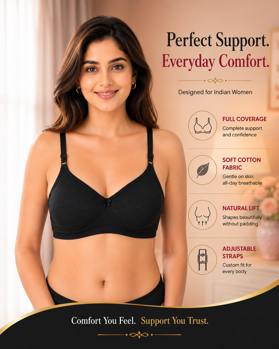 Sona C-108 Women Cotton Fabric Full coverage Non padded Non wired Cotton Bra