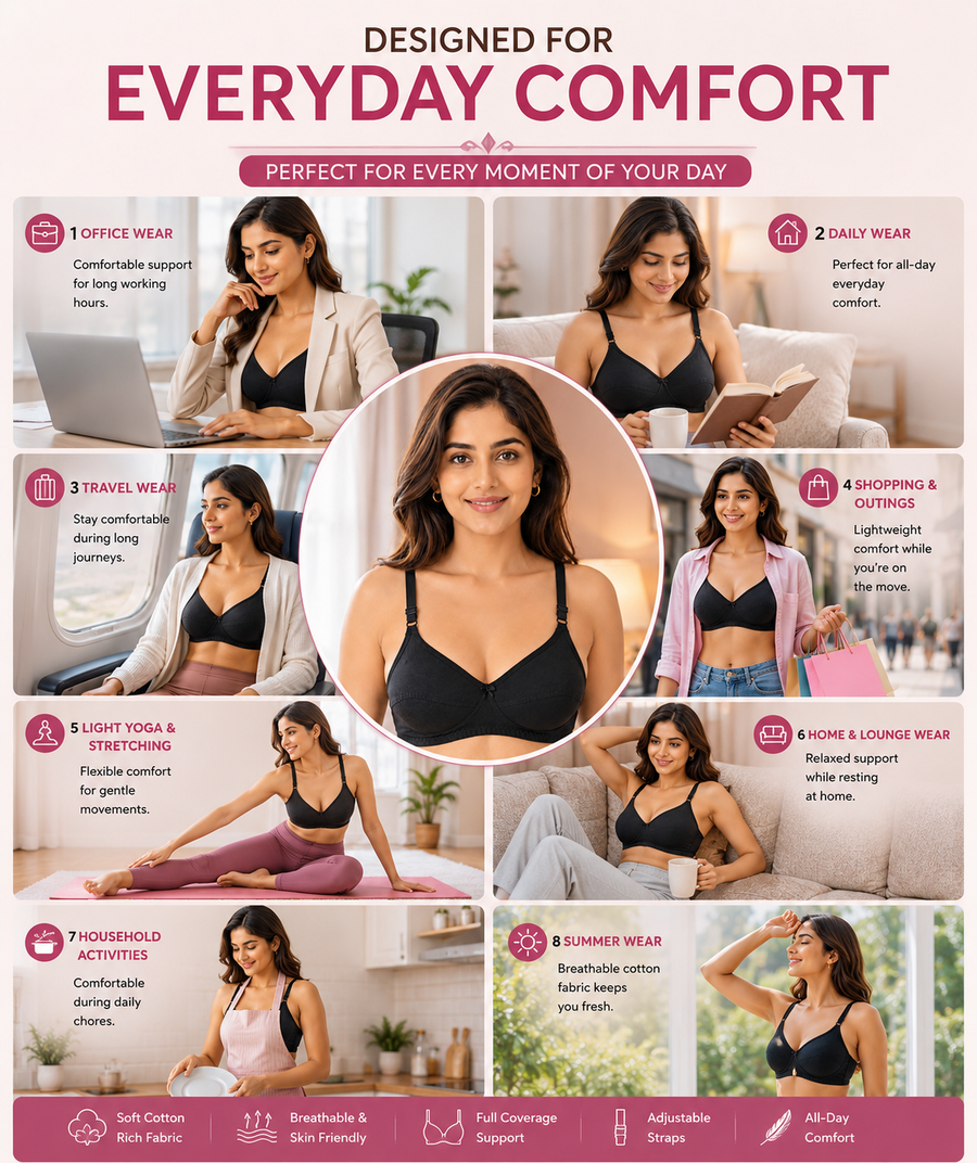 Sona C-108 Women Cotton Fabric Full coverage Non padded Non wired Cotton Bra
