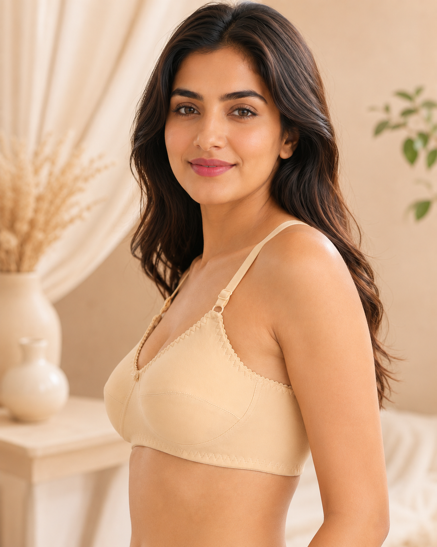 Sona Full Coverage Non-Padded Non-Wired Cotton Breast Cancer Bra, Mastectomy Pocket Bra