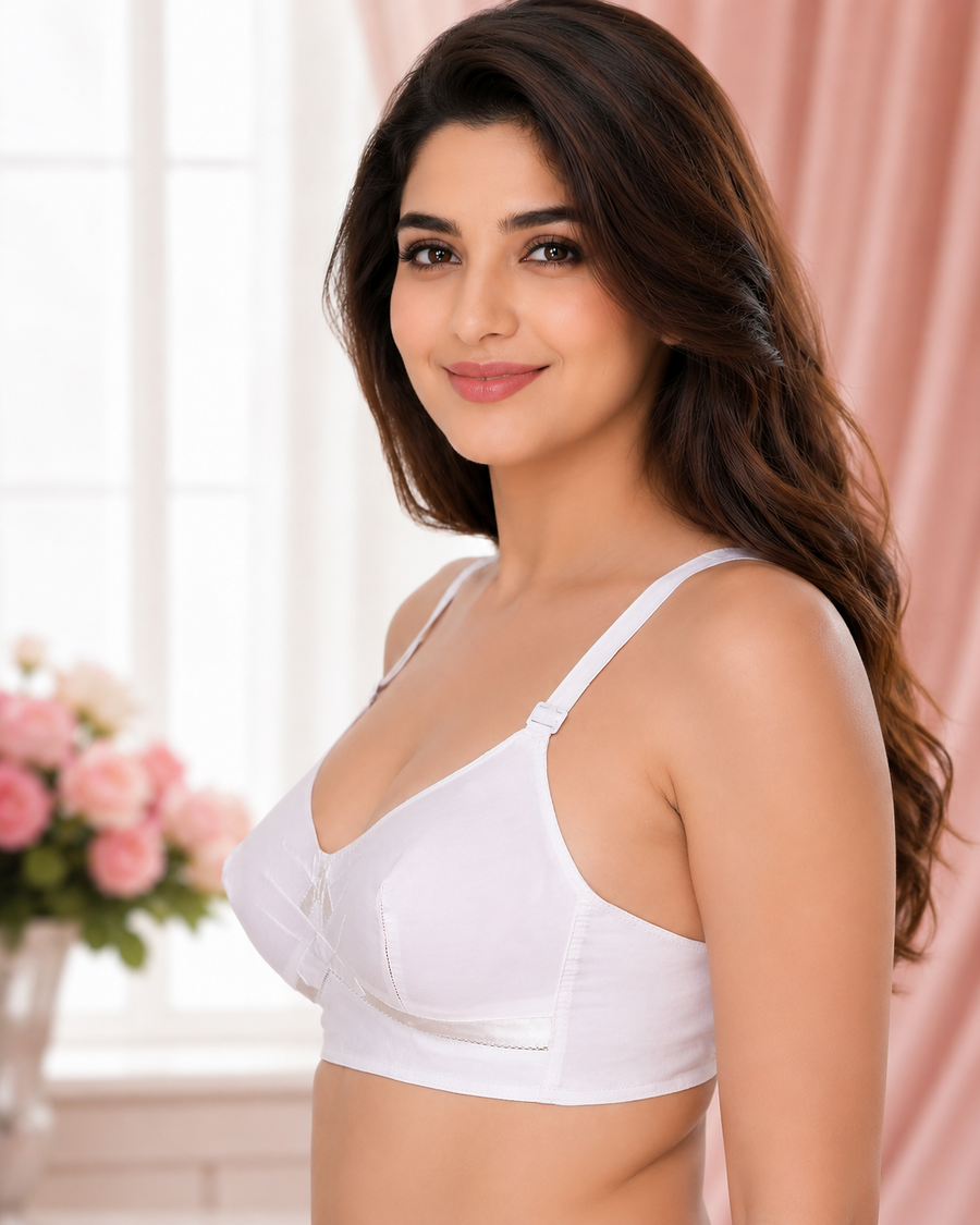 Sona Dynamic Women White Full Coverage Non padded Everyday Cotton Bra