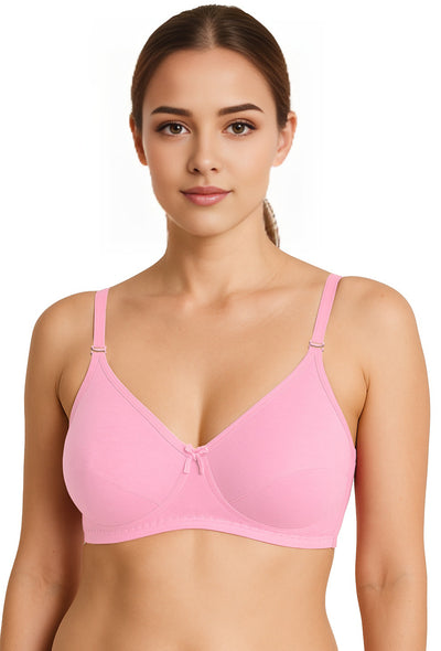 Sona H 01 Women Non Padded Non Wired Medium Coverage Comfortable Pink Cotton T-Shirt Bra