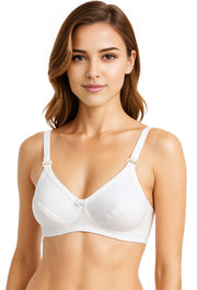 Sona H 01 Women Non Padded Non Wired Medium Coverage Comfortable White Cotton T-Shirt Bra