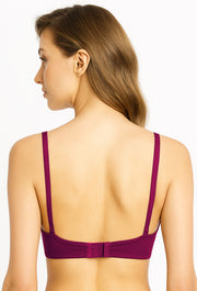Sona H 01 Women Non Padded Non Wired Medium Coverage Comfortable Wine Cotton T-Shirt Bra