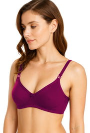 Sona H 01 Women Non Padded Non Wired Medium Coverage Comfortable Wine Cotton T-Shirt Bra