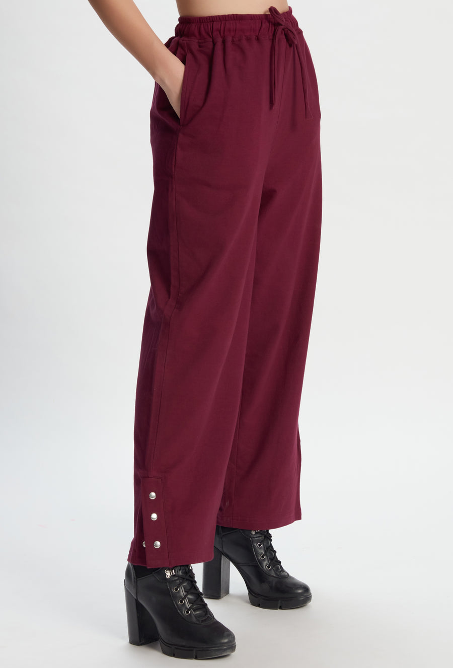 SONA AMPK Women's Pajama Set Long Sleeve Sweatshirt and Jogger Pants Sleepwear Set Wine