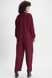 SONA AMPK Women's Pajama Set Long Sleeve Sweatshirt and Jogger Pants Sleepwear Set Wine