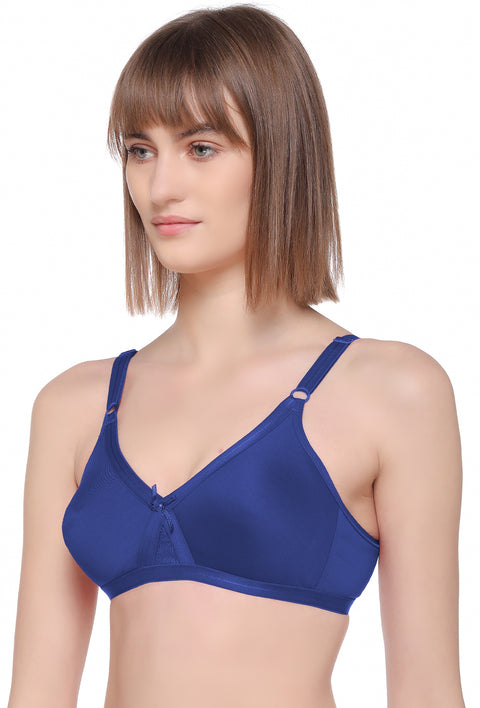 Sona M1003 Women Full Coverage Non Padded Seamless Hosiery Cotton  T-Shirt Bra-R-Blue