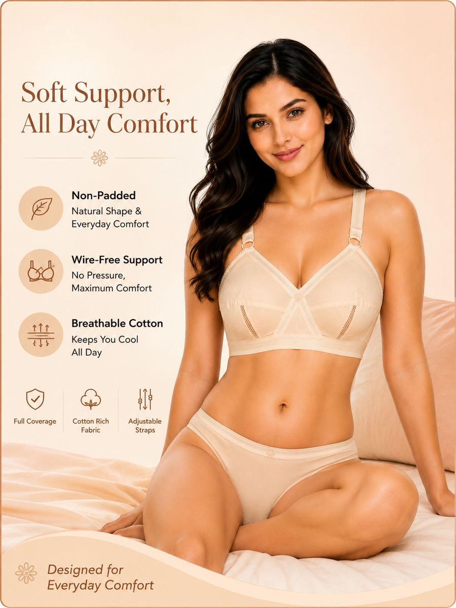 SONA Perfecto Full-Coverage Cotton Bra – Skin/Beige