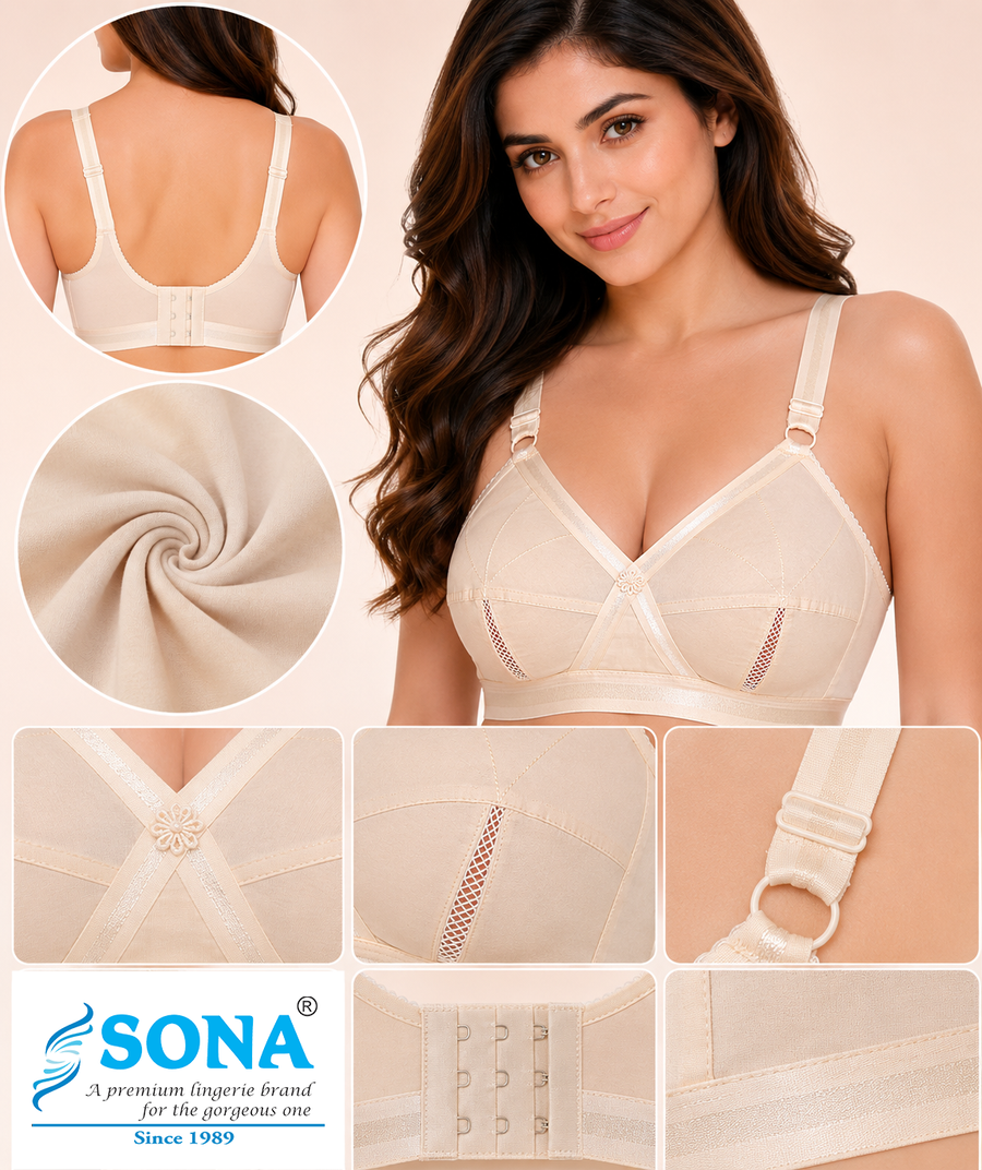 SONA Perfecto Full-Coverage Cotton Bra – Skin/Beige