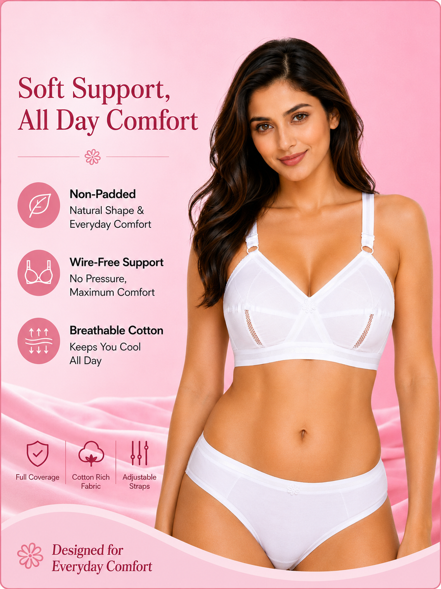 SONA Perfecto Full-Coverage Cotton Bra – White