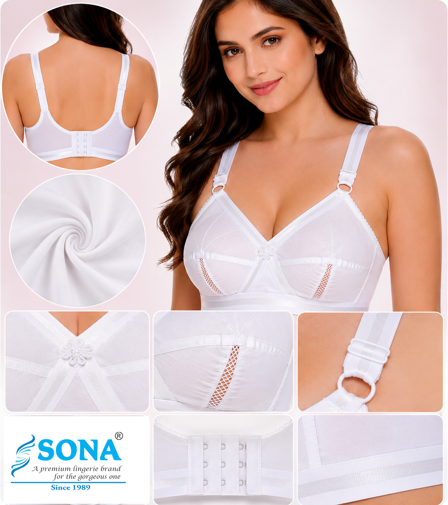 SONA Perfecto Full-Coverage Cotton Bra – White