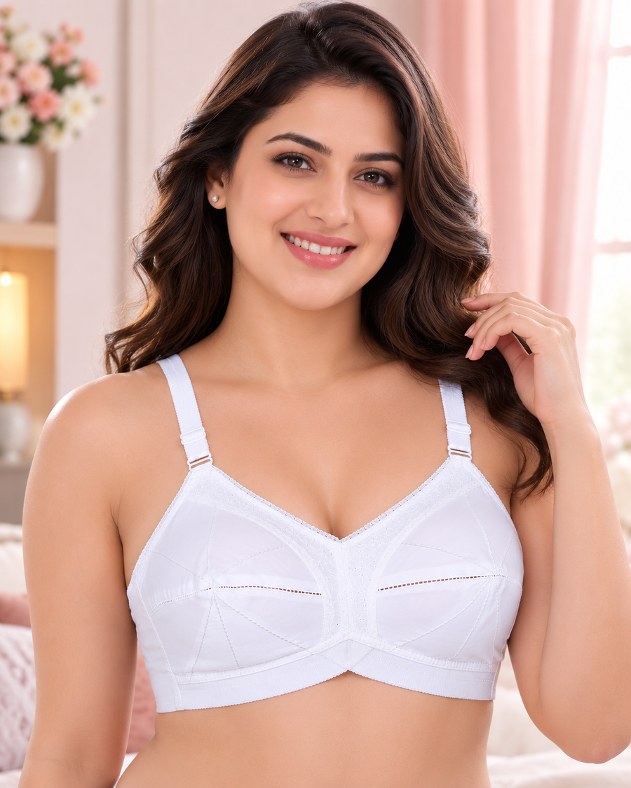 Sona Ultimate Women Elastic Strap Full Coverage Non padded Pure Cotton Bra