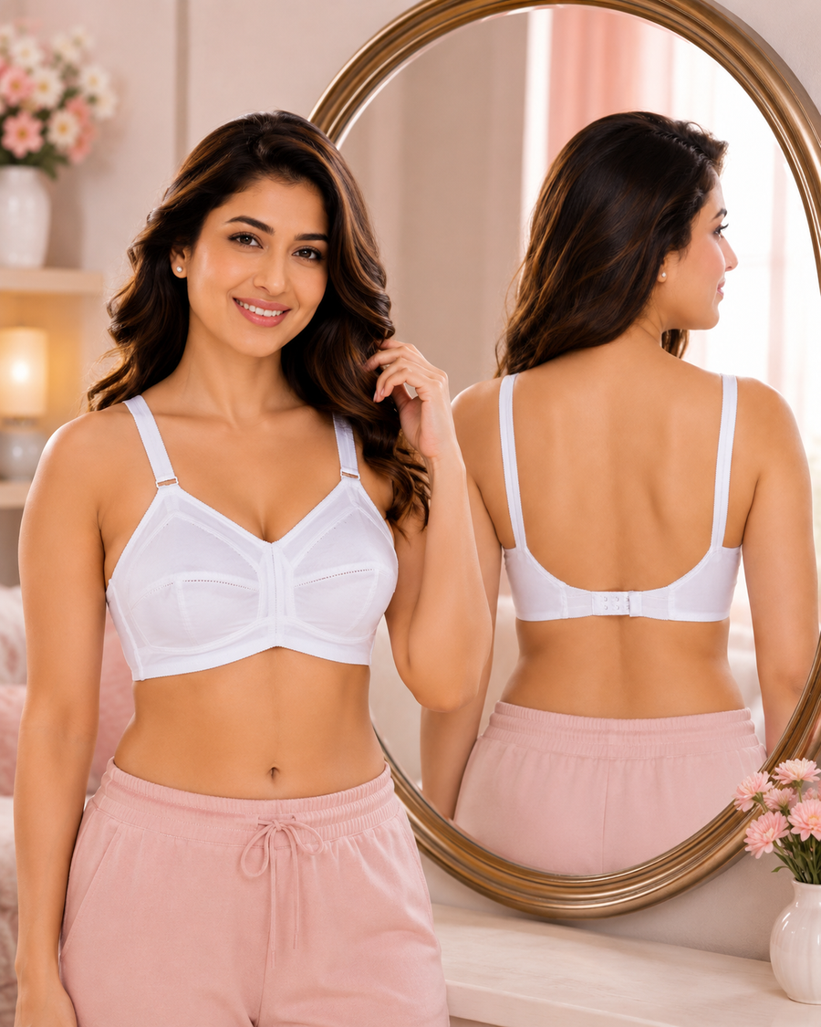 Sona Ultimate Women Elastic Strap Full Coverage Non padded Pure Cotton Bra