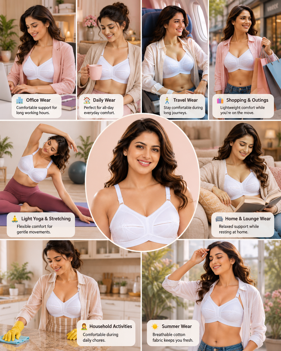 Sona Ultimate Women Elastic Strap Full Coverage Non padded Pure Cotton Bra