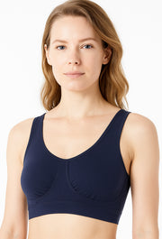 Sona Women's Comfortable Navy Blue Sports Bra 014 For Gym Running exercise Workout