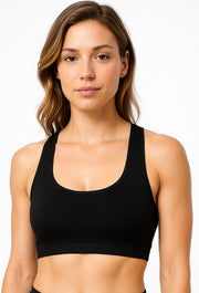 Sona Women Everyday Full Coverage Non padded Plus Size Stylish Racer back Sports Bra 012-Black