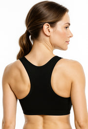 Sona Women Everyday Full Coverage Non padded Plus Size Stylish Racer back Sports Bra 012-Black