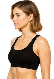 Sona Women Everyday Full Coverage Non padded Plus Size Stylish Racer back Sports Bra 012-Black