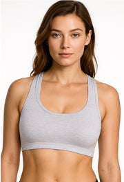 Sona Women Everyday Full Coverage Non padded Plus Size Stylish Racer back Sports Bra 012-L-Grey