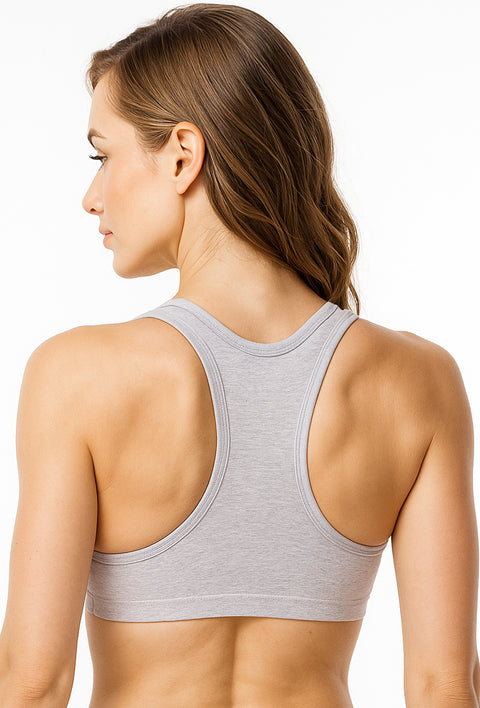 Sona Women Everyday Full Coverage Non padded Plus Size Stylish Racer back Sports Bra 012-L-Grey