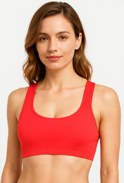 Sona Women Everyday Full Coverage Non padded Plus Size Stylish Racer back Sports Bra 012-Red