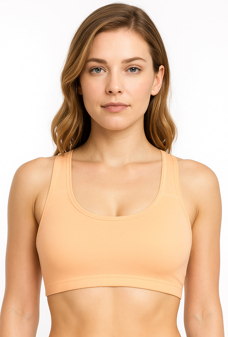 Sona Women Everyday Full Coverage Non padded Plus Size Stylish Racer back Sports Bra 012-Skin