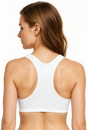 Sona Women Everyday Full Coverage Non padded Plus Size Stylish Racer back Sports Bra 012-White