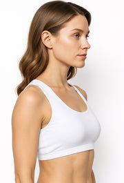 Sona Women Everyday Full Coverage Non padded Plus Size Stylish Racer back Sports Bra 012-White