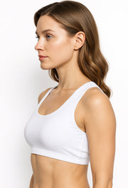 Sona Women Everyday Full Coverage Non padded Plus Size Stylish Racer back Sports Bra 012-White