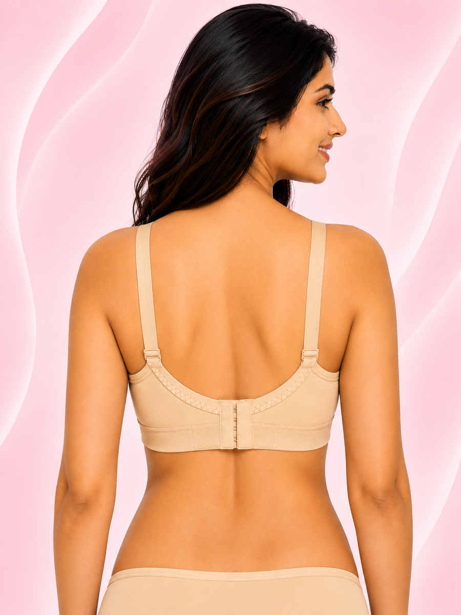 Women's Super Fit Skin Full Coverage Everyday Plus Size T-Shirt Non Padded Seamless Bra Free Transparent Strap