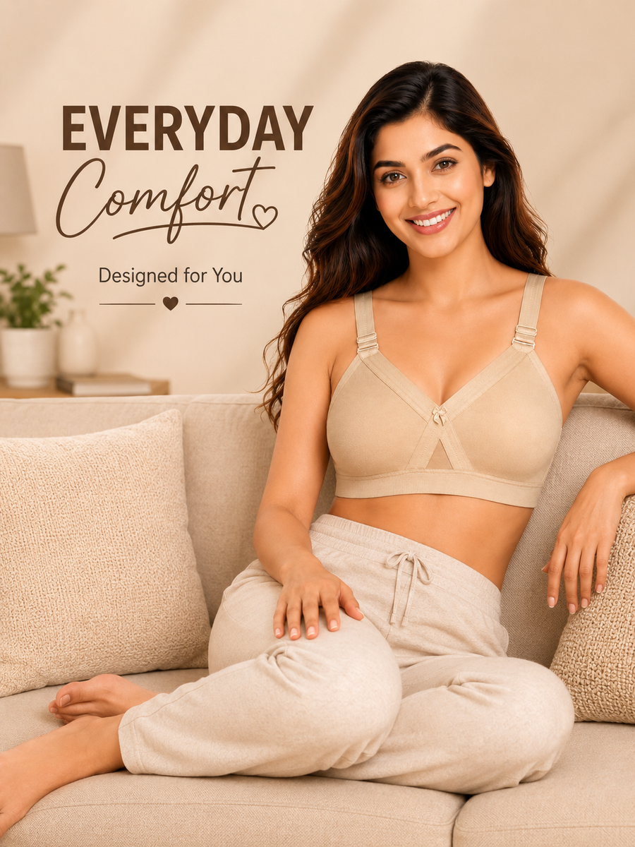 Women's Super Fit Skin Full Coverage Everyday Plus Size T-Shirt Non Padded Seamless Bra Free Transparent Strap