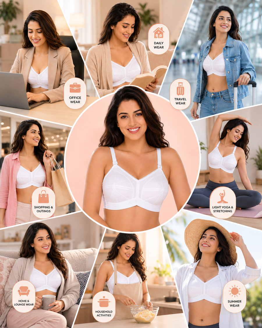 SONA Ultimate Full-Coverage Cotton-Strap Bra – White