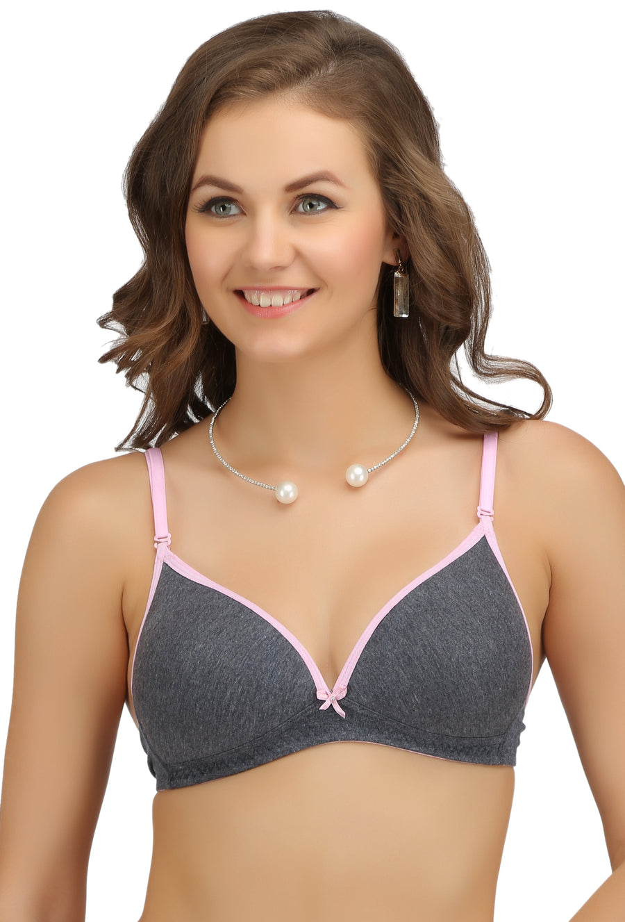 Sona Women Bra, SONAEBUY, Lightly padded Bra, Padded Bra, SA-34, Black Grey