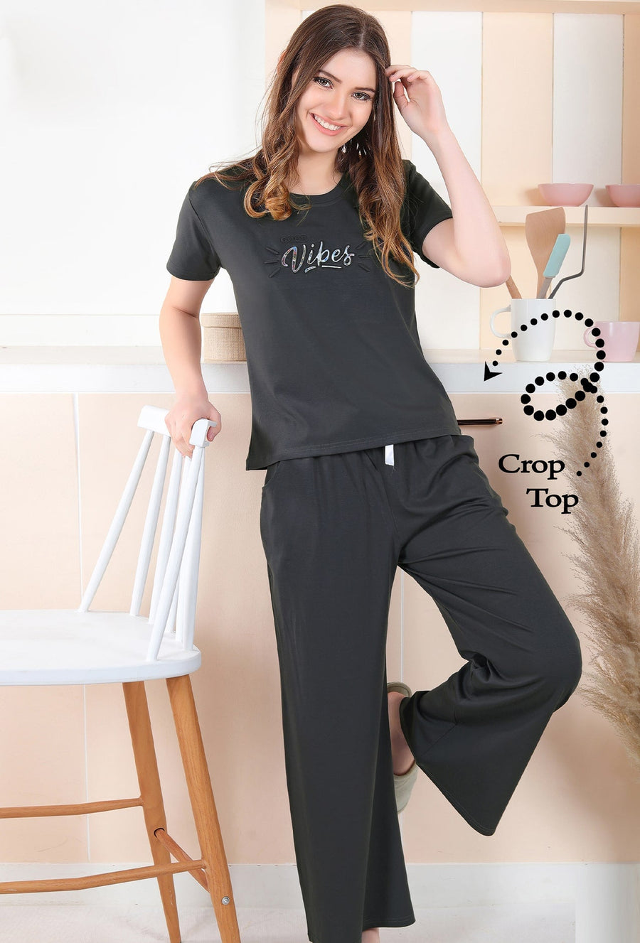 Gudnini-Stylish-Soft-Fabric-Text-Embosed-Crop-Top-Plazo-Set-Charcoal