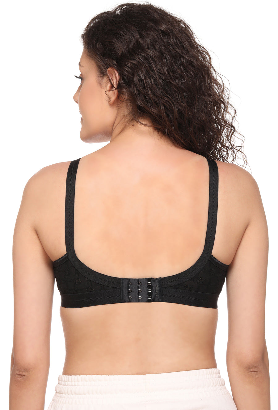 Sona Women Bra ,Plus Size Bra, Seamed Bra, Cross Chiken Bra, Chiken Cotton Bra, LINGERIE,SONAEBUY, Black
