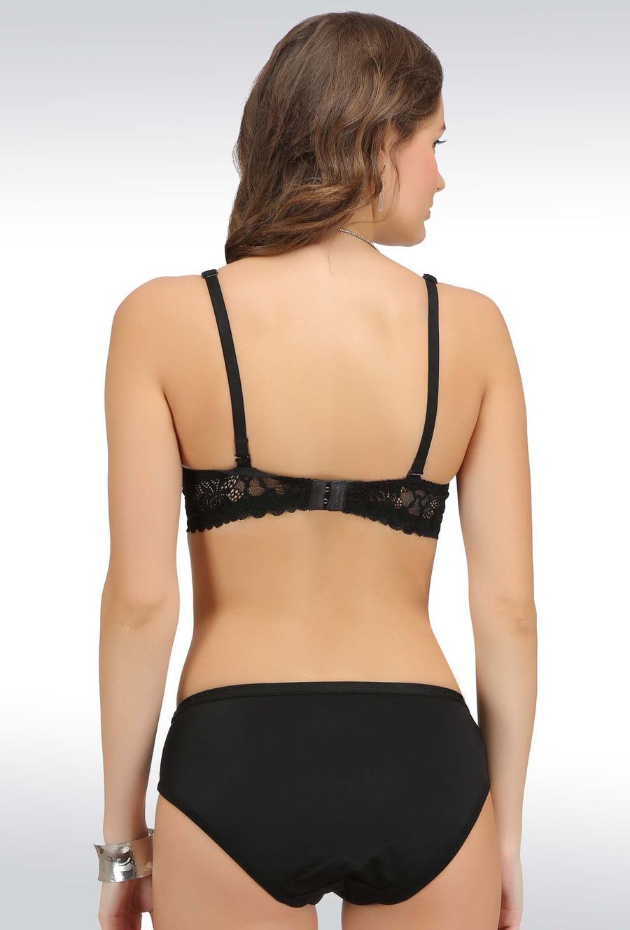 Sona Women Bra, SONAEBUY, Non padded Bra, Net Bra, Bridal Bra panty Set, Sexy Bra, Honey Moon Bra, SA-5504, Black