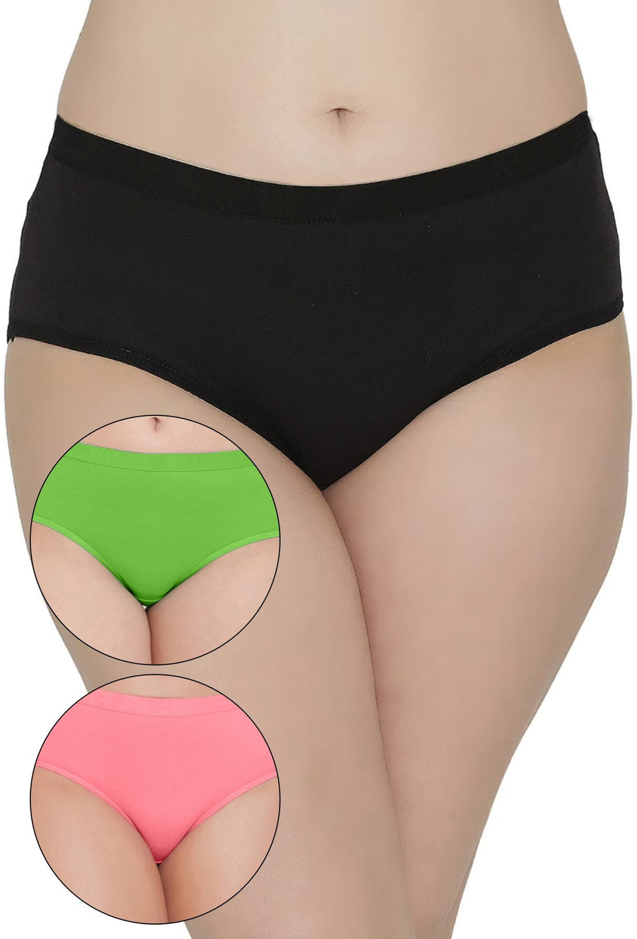 Sona Women PANTIES,ACTIVEWEAR,LINGERIE,HIPSTER, BIKNI, BRA PANTY SETS, PLUS SIZE PANTY, SONAEBUY, BLK-CRL-GRN