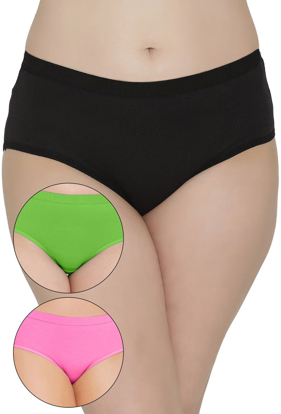 Sona Women PANTIES,ACTIVEWEAR,LINGERIE,HIPSTER, BIKNI, BRA PANTY SETS, PLUS SIZE PANTY, SONAEBUY, BLK-GRN-H-PNK