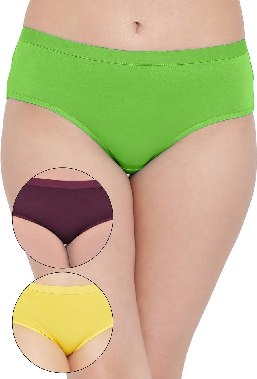 Sona Women PANTIES,ACTIVEWEAR,LINGERIE,HIPSTER, BIKNI, BRA PANTY SETS, PLUS SIZE PANTY, SONAEBUY, GRN-WINE-YLO