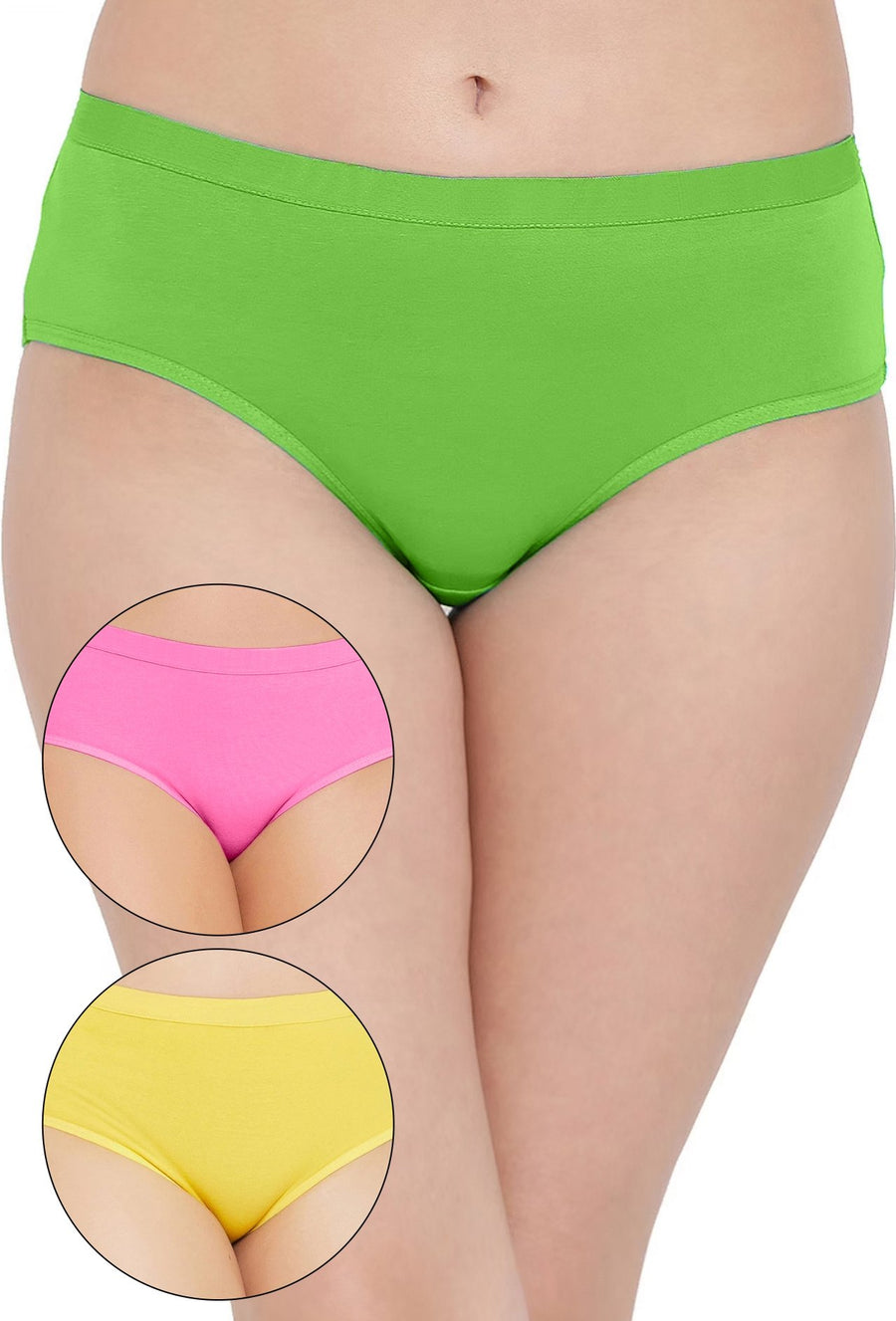 Sona Women PANTIES,ACTIVEWEAR,LINGERIE,HIPSTER, BIKNI, BRA PANTY SETS, PLUS SIZE PANTY, SONAEBUY, GRN-YLO-H-PNK