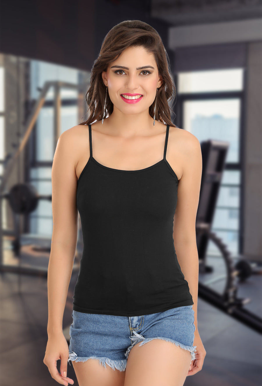 Sona Women Camisole, Slips, Spaagati, Nightwear, ACTIVEWEAR,LINGERIE,SONAEBUY, Sando, Classic, Black