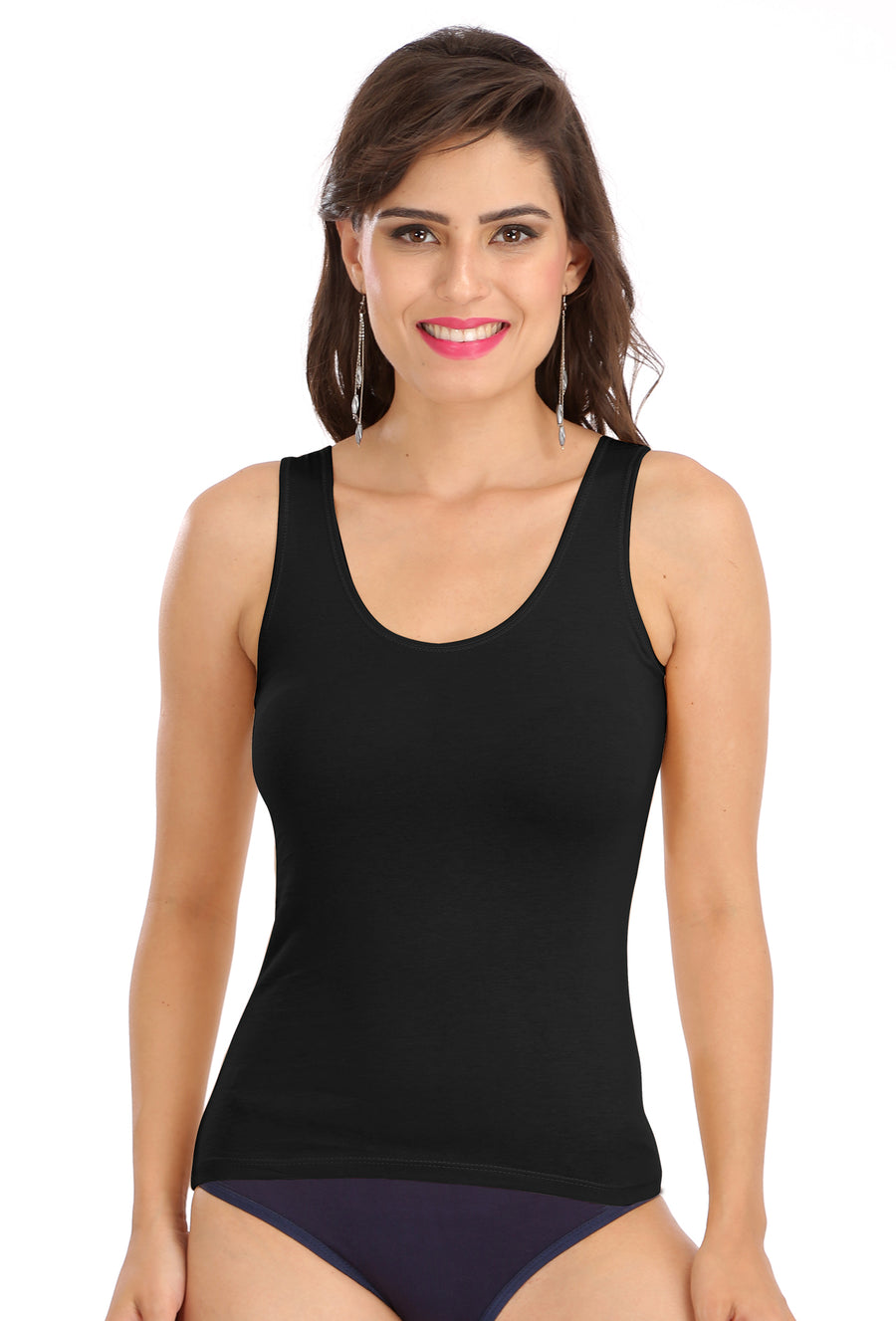 Sona Women Camisole, Slips, Spaagati, Nightwear, ACTIVEWEAR,LINGERIE,SONAEBUY, Sando, 8003, Black