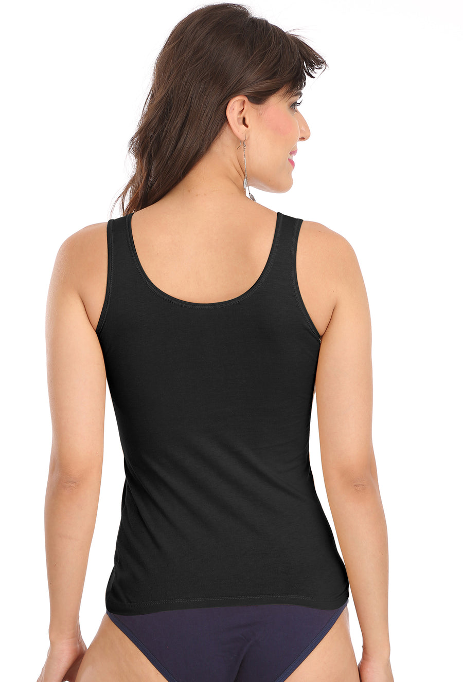 Sona Women Camisole, Slips, Spaagati, Nightwear, ACTIVEWEAR,LINGERIE,SONAEBUY, Sando, 8003, Black