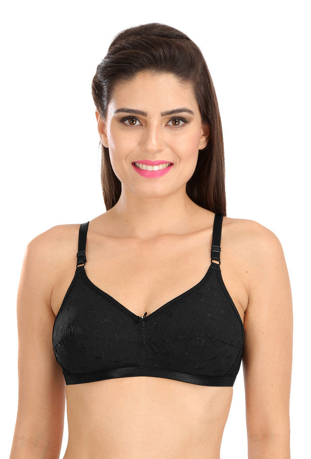 Sona Women Bra ,SONAEBUY, Bra, Cotton Bra, Non padded Bra, Plus Size Bra, C-1212, Black