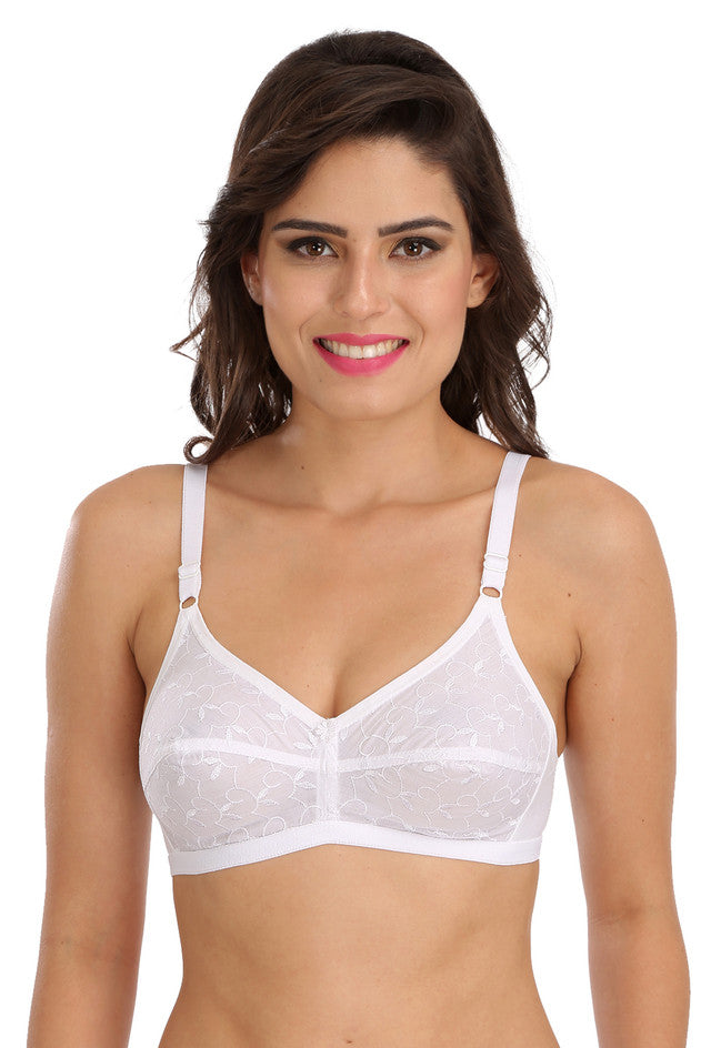 Sona Women Bra ,SONAEBUY, Bra, Cotton Bra, Non padded Bra, Plus Size Bra, C-1212, White
