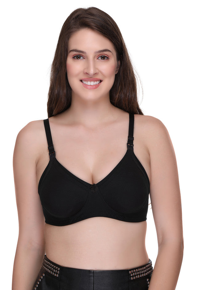 Sona Women Bra , Maternity Wear, Nursing Bra, Feedding Bra 04, After Pregnancy Bra, Plus Size Bra, Black