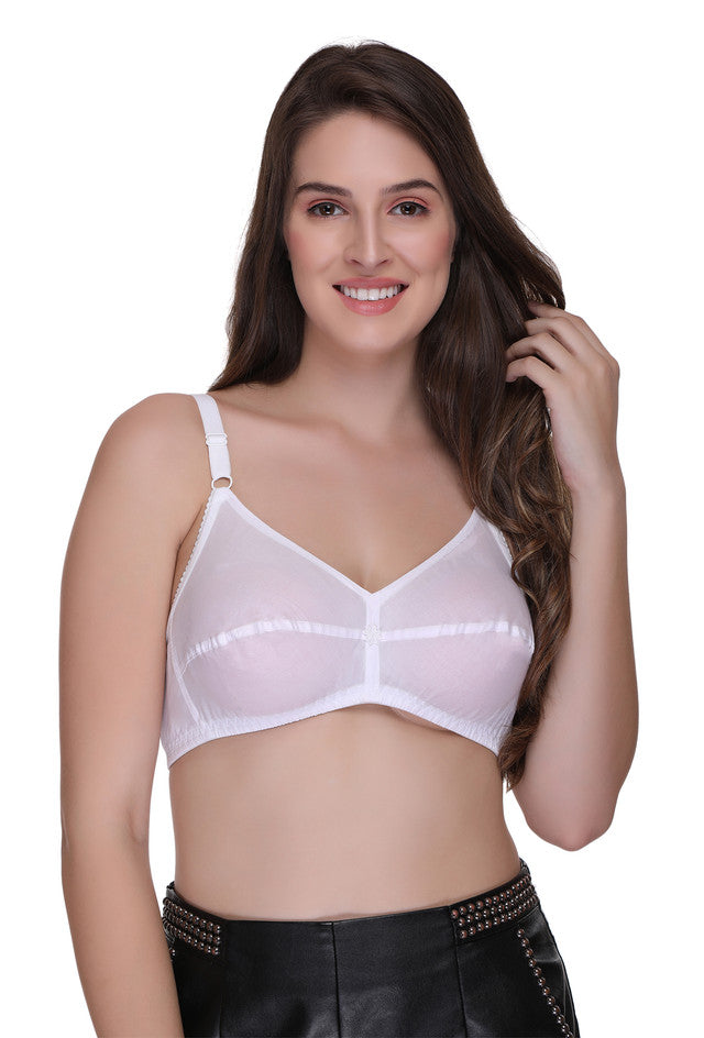 Sona Women Bra ,SONAEBUY, Bra, Cotton Bra, Non padded Bra, Plus Size Bra, Good Look, White