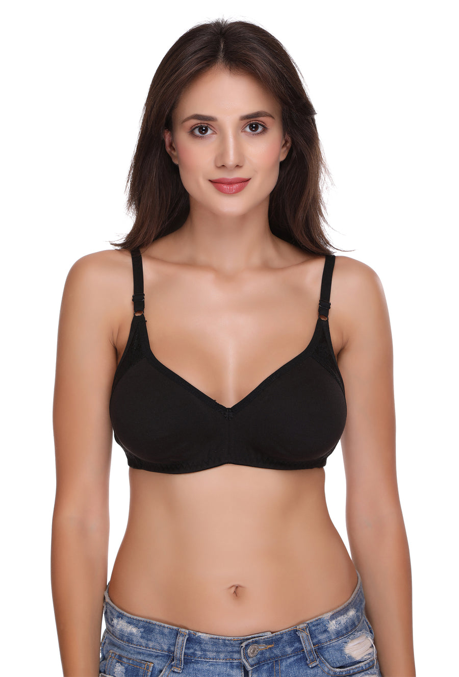 Sona Women Bra ,Sona M1005, Plain T-shirt Bra, Cotton Non padded T-Shirt Bra, LINGERIE,SONAEBUY, Black